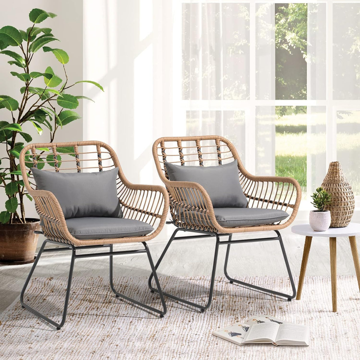 Patio Outdoor Wicker Chairs Set