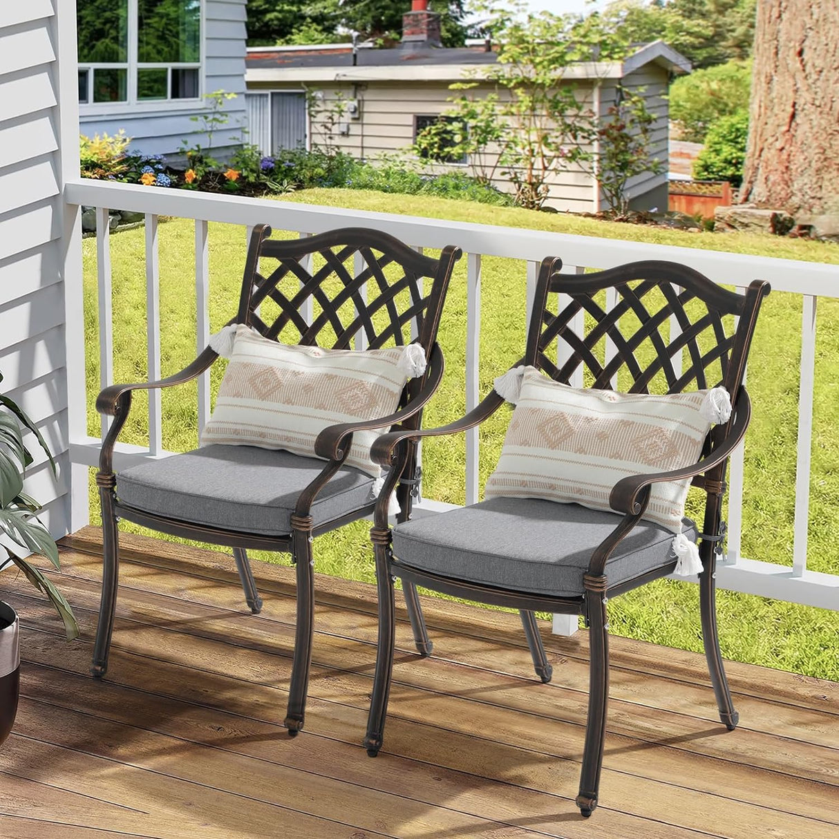 Cast Aluminum Patio Chairs Set of 2