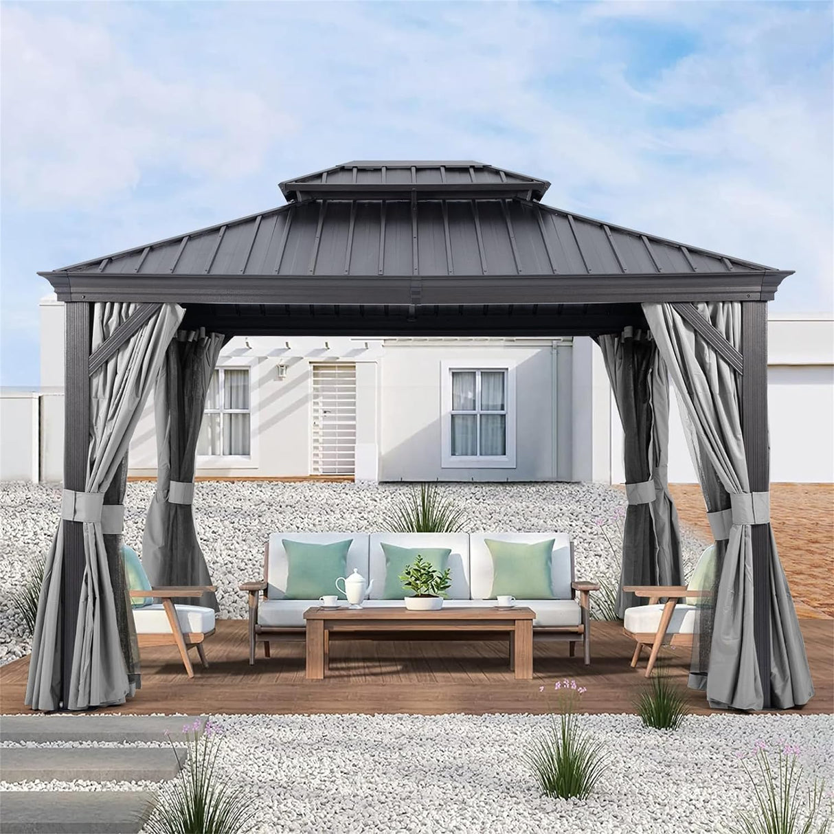 10' X 12' Permanent Hardtop Gazebo Aluminum Gazebo