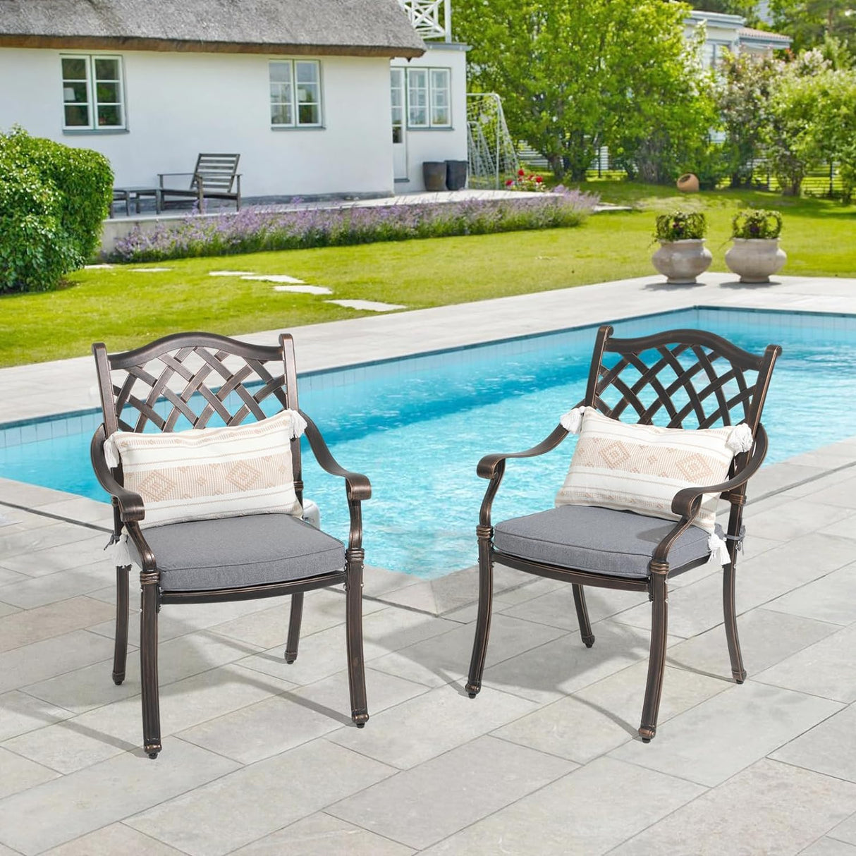 Cast Aluminum Patio Chairs Set of 2