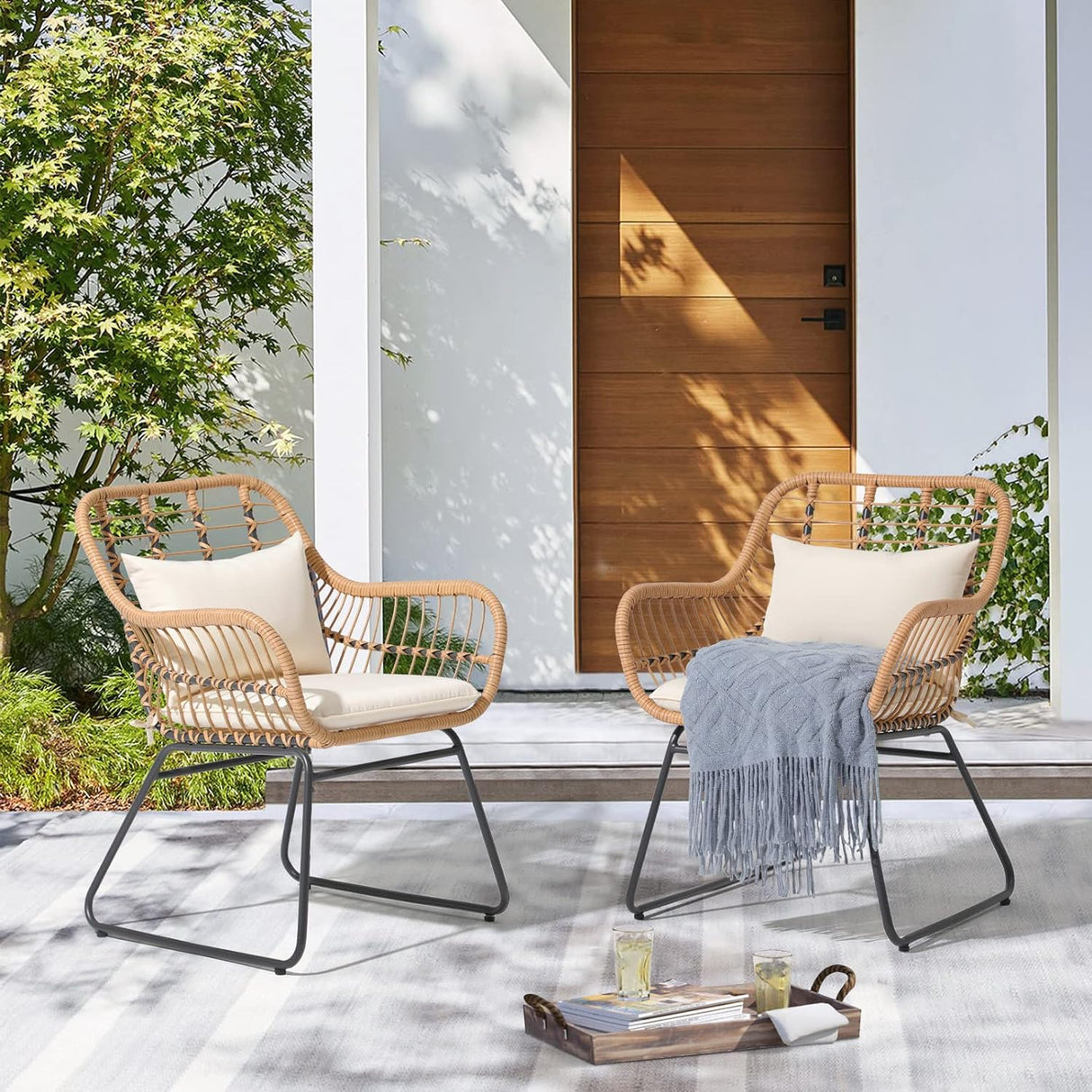 Patio Outdoor Wicker Chairs Set