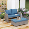 Outdoor Wicker Love Seat and Coffee Table Set, Weather Resistant Rattan, Patio Furniture with Cushions & Storage Bin