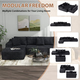 JOIVI Indoor Modular Sectional Sofa, 132'' Corduroy Cloud Couch with Double Chaise, U Shaped Sofas with Deep Seat, Comfy Fluffy Plush Couches, No Assembly Required
