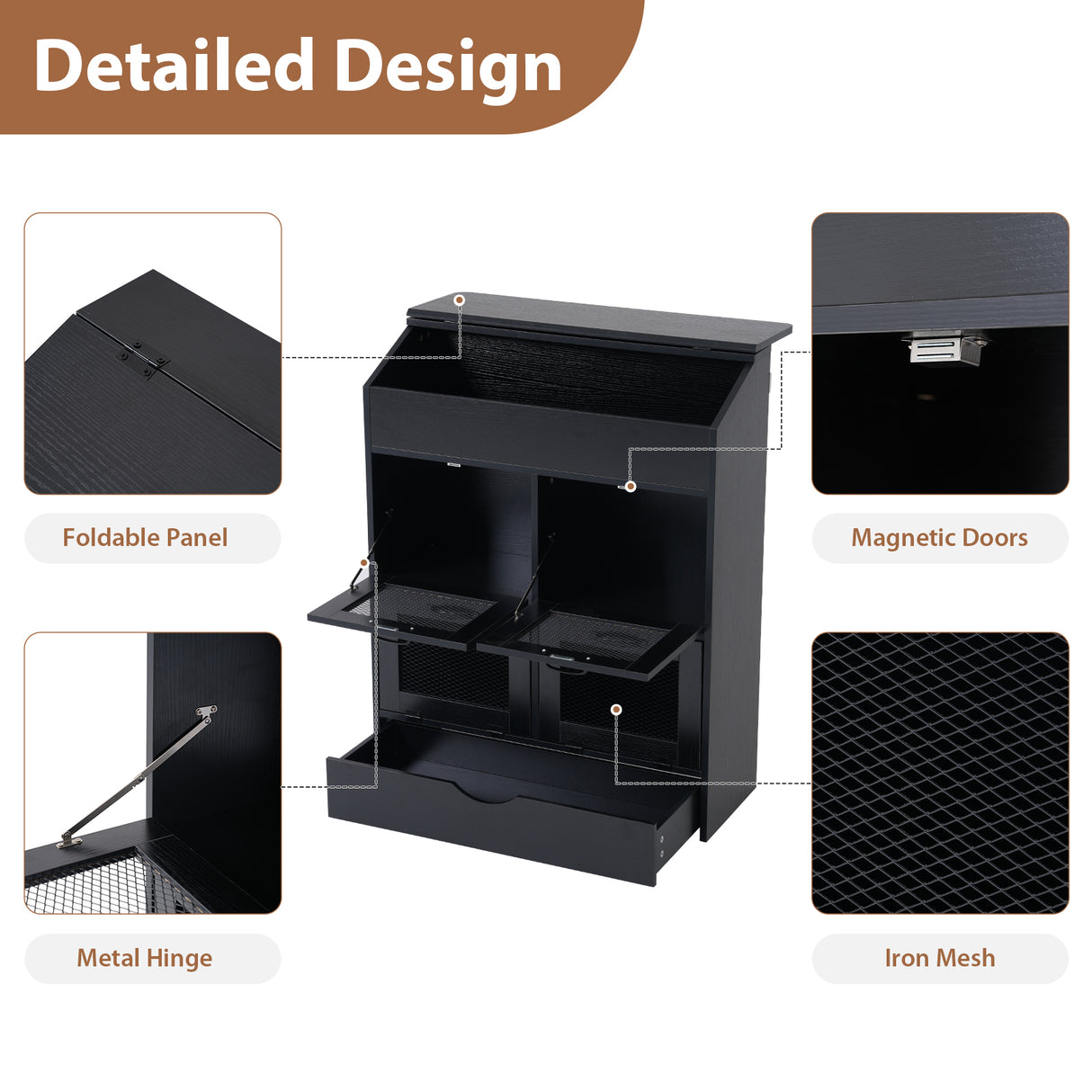 JOIVI Large Potato Storage Wood Bin, Wooden Bread Storage Bins with Removable Drawer & 4 Doors, 31'' Onion Organizer with Grocery Section, Vegetable Organization Cabinet for Kitchen