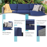 5 Piece Outdoor Patio Wicker Sectional Furniture Set