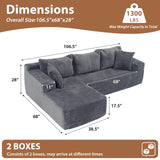 JOIVI Indoor Modular Sectional Sofa, 106" Corduroy Cloud Couch L Shaped Sofas with Deep Seat, Comfy Fluffy Plush Couches, No Assembly Required, Left Chaise