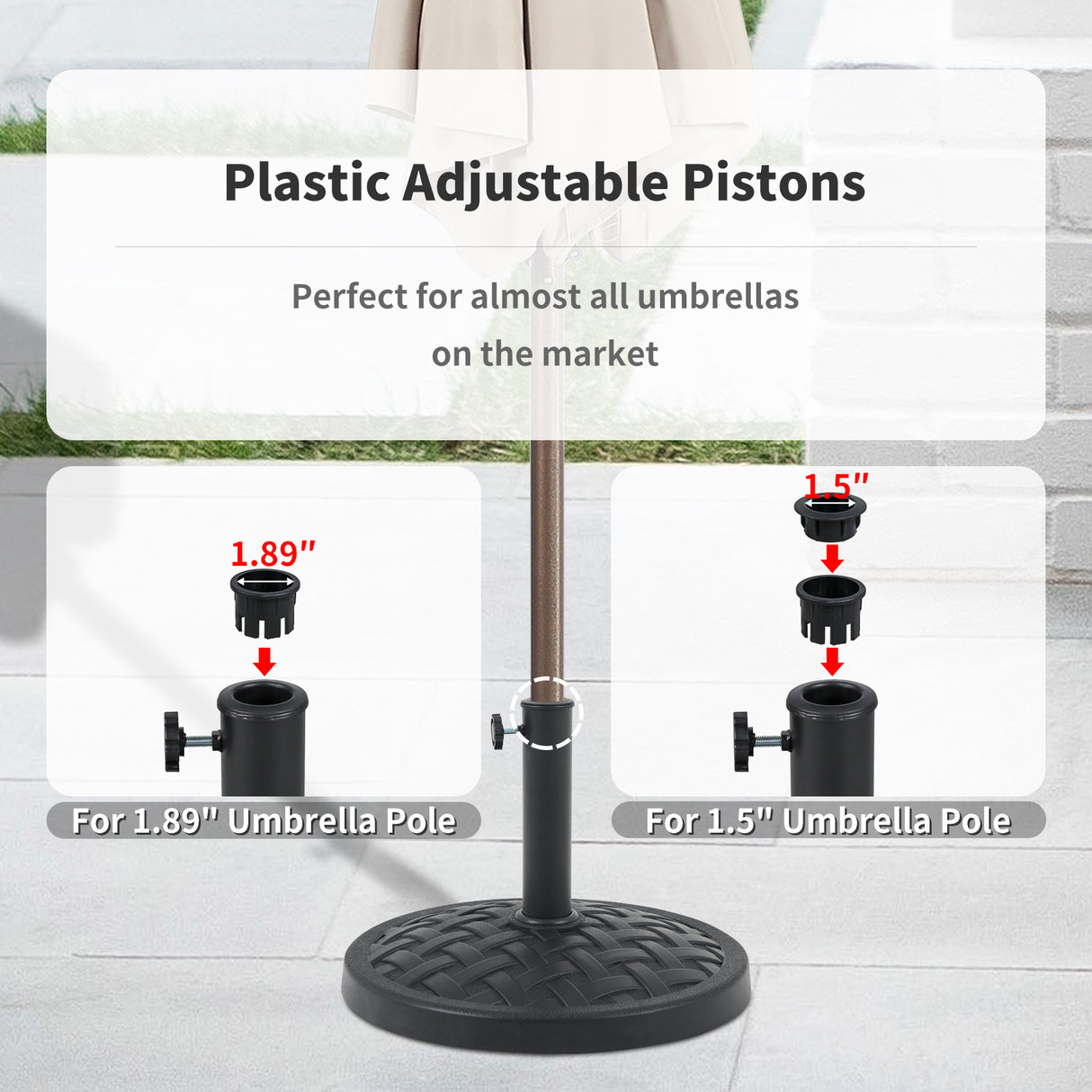 31lb Patio Umbrella Base, Heavy Duty Round Outdoor Market Umbrella Stand Weight, Black