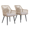 JOIVI Outdoor Dining Chairs Set of 2, Wicker Patio Chairs with Metal Frame, Rattan Indoor-Outdoor Chairs with Armrest and Seat Cushions