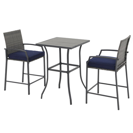 JOIVI 3 Piece Patio Bar Set, Outdoor Wicker Counter Height Bar Stools