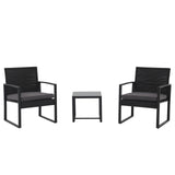 JOIVI 3 Pieces Wicker Patio Bistro Set, Outdoor Rattan Furniture Conversation Set with Tempered Glass Top Table