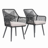 JOIVI Outdoor Dining Chairs Set of 2, Wicker Patio Chairs with Metal Frame, Rattan Indoor-Outdoor Chairs with Armrest and Seat Cushions