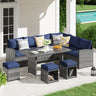 JOIVI 7 Pieces PE Rattan Dining Set with Aluminium Table