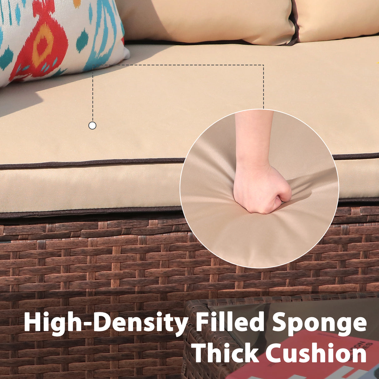 JOIVI 3 pcs Resin Rattan Patio Seating set