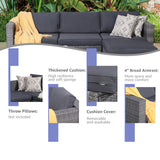 5 Piece Outdoor Patio Wicker Sectional Furniture Set