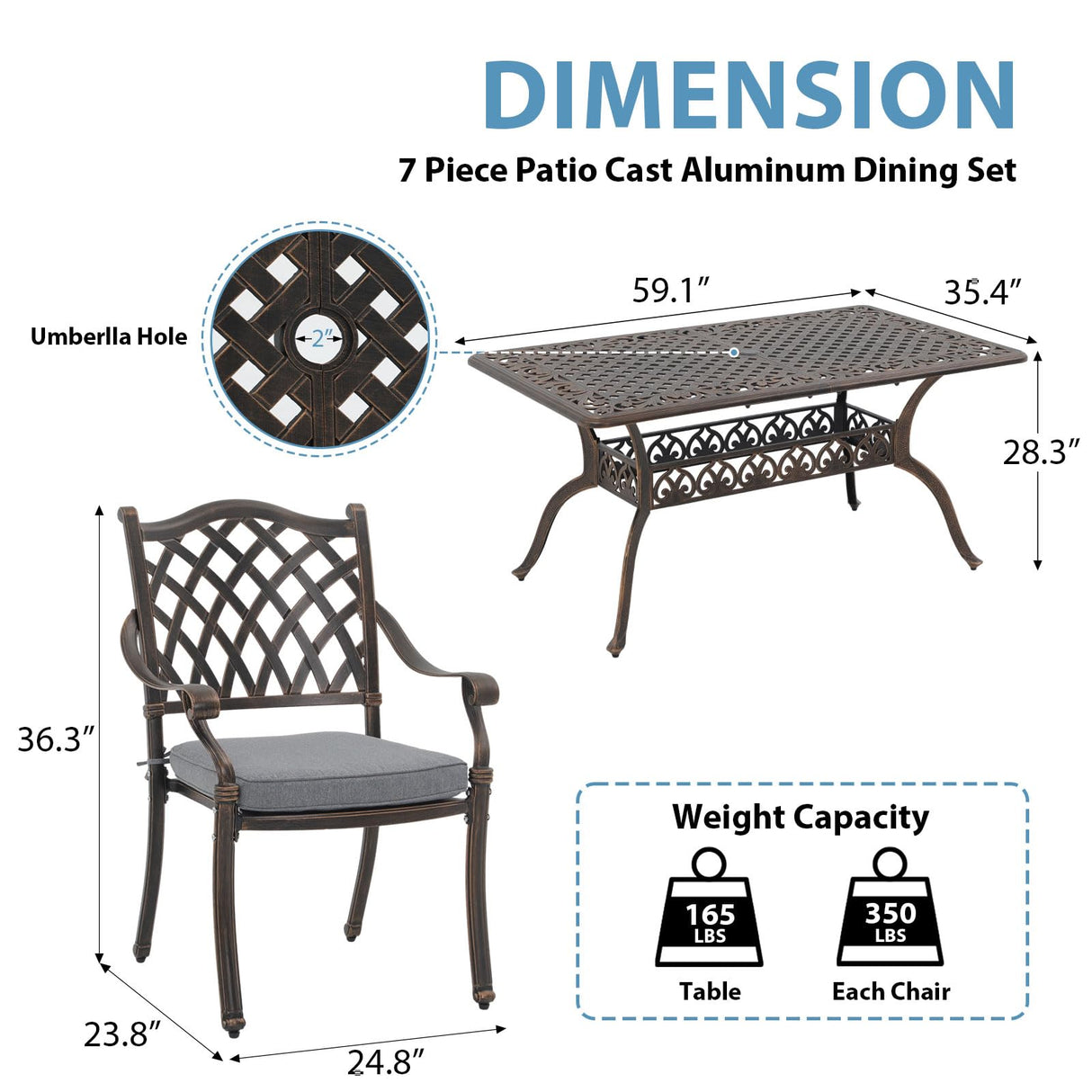 7 Piece Patio Furniture Dining Set