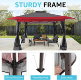 13’x13’ Pop Up Gazebo, Outdoor Canopy Tent Shade with Metal Frame Mosquito Netting