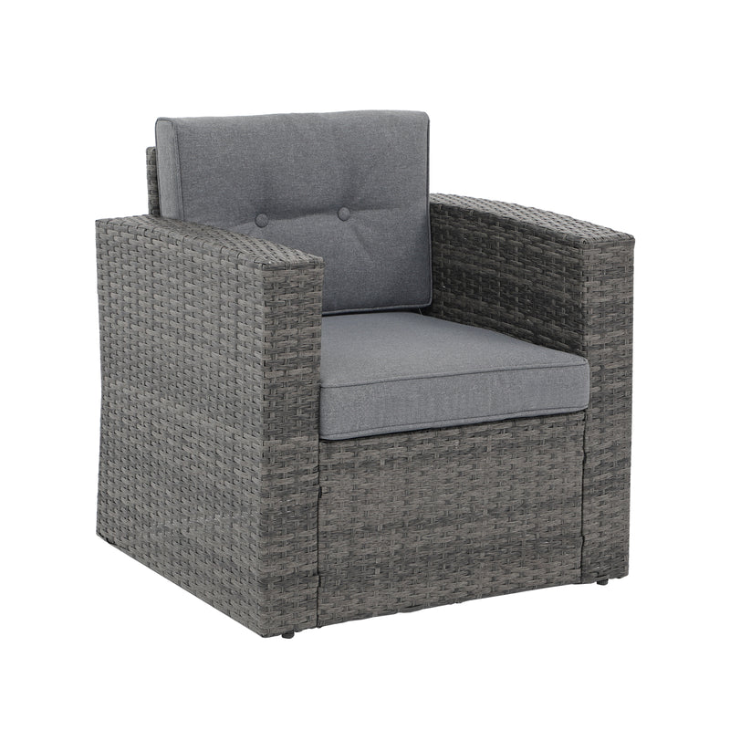 JOIVI Patio Outdoor Wicker Single Sofa, Patio Furniture Rattan Armchair Sofa with Cushions, Patio Single Couch Chair