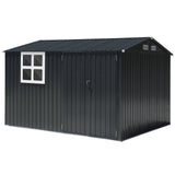 JOIVI Outdoor Storage Shed with Large Window, Patio Galvanized Metal Steel Garden Shed