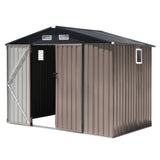 JOIVI 8 x6 FT Outdoor Storage Shed with Window, Galvanized Metal Steel Weather Resistant Garden Shed