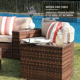 JOIVI Outdoor Sectional Half-Moon Curved Sofa Set,  Sectional Furniture Set with Round Coffee Table and Side Tables