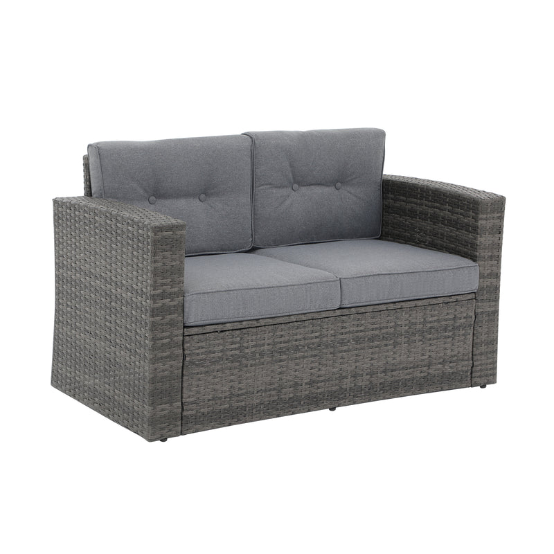 JOIVI Patio Outdoor Wicker Loveseat Sofa, Patio Furniture Rattan 2-seat Couch with Cushions