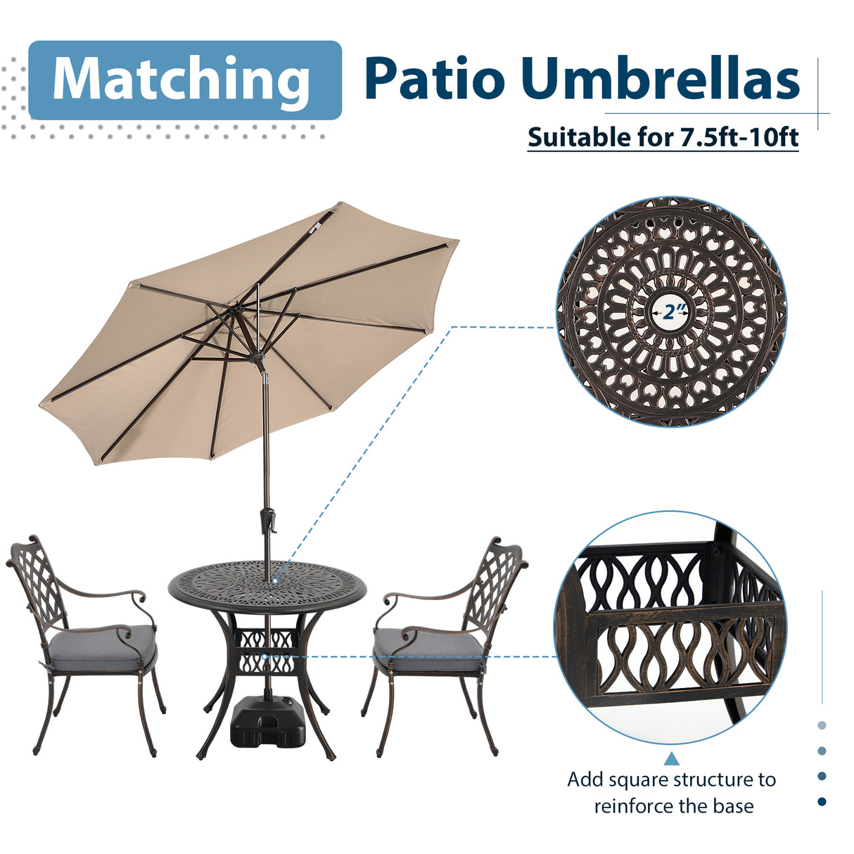 3 Piece Patio Furniture Dining Set