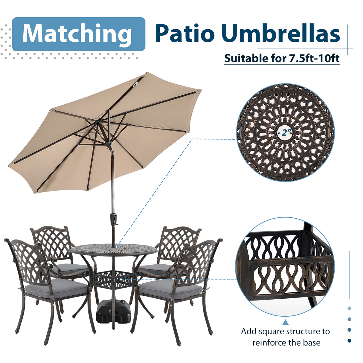 5 Piece Patio Furniture Dining Set