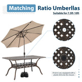 JOIVI 7 Piece Patio Furniture Dining Set, Cast Aluminum Outdoor Dining Chairs and Table Set with Umbrella Hole, Antique Bronze Stackable Chairs Set