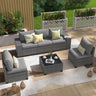 6 Pieces Patio Furniture Conversation Set, Wicker Outdoor Sectional Sofa Set with Coffee Table and Cushions for Deck, Garden, Porch