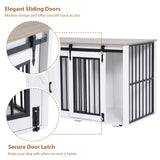 JOIVI 44" Dog Crate Furniture with Sliding Barn Door, Wooden Dog Kennel with Drawer and Storage Cabinet