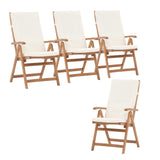Folding Patio Dining Chair Set of 4, Outdoor Acacia Wooden Reclining Chair w/Armrest & Removeable Cushion, FSC Certified Wood No Assembly
