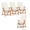 Folding Patio Dining Chair Set of 4, Outdoor Acacia Wooden Reclining Chair w/Armrest & Removeable Cushion, FSC Certified Wood No Assembly