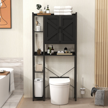 JOIVI Over The Toilet Storage Cabinet, Over Toilet Bathroom Organizer with Adjustable Shelf and Double Doors