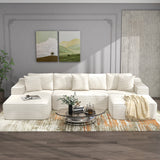 JOIVI Indoor Modular Sectional Sofa, 132'' Corduroy Cloud Couch with Double Chaise, U Shaped Sofas with Deep Seat, Comfy Fluffy Plush Couches, No Assembly Required
