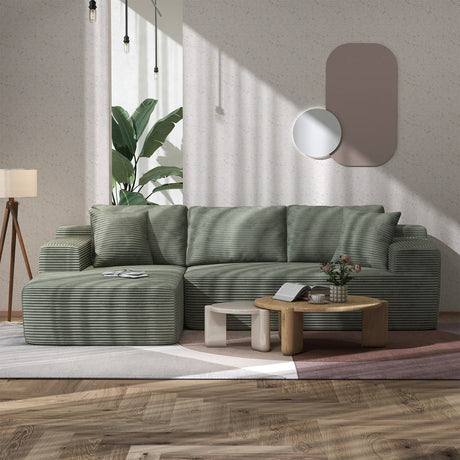 JOIVI Indoor Modular Sectional Sofa, 106" Corduroy Cloud Couch L Shaped Sofas with Deep Seat, Comfy Fluffy Plush Couches, No Assembly Required, Left Chaise
