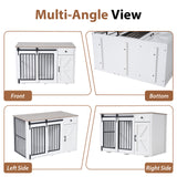 JOIVI 44" Dog Crate Furniture with Sliding Barn Door, Wooden Dog Kennel with Drawer and Storage Cabinet