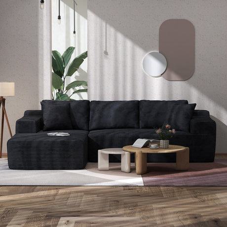JOIVI Indoor Modular Sectional Sofa, 106" Corduroy Cloud Couch L Shaped Sofas with Deep Seat, Comfy Fluffy Plush Couches, No Assembly Required, Left Chaise