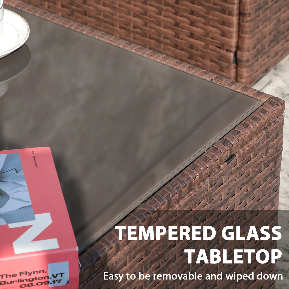 JOIVI 3 pcs Resin Rattan Patio Seating set