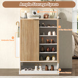 JOIVI Shoe Storage Cabinet with Sliding Drawer, Shoe Organizer Cabinet with 4 Removable Shelves, Freestanding Hidden Shoe Organizer for Entryway Hallway