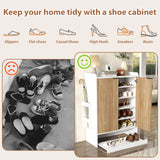 JOIVI Shoe Storage Cabinet with Sliding Drawer, Shoe Organizer Cabinet with 4 Removable Shelves, Freestanding Hidden Shoe Organizer for Entryway Hallway