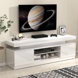 JOIVI LED TV Stand with Power Outlets, Modern High Gloss Entertainment Center for TVs Up to 75", TV Media Console with Storage