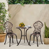 JOIVI Patio Bistro Table Set, 3 Piece Outdoor Rust-Resistant Cast Aluminum Dinning Table, Bronze