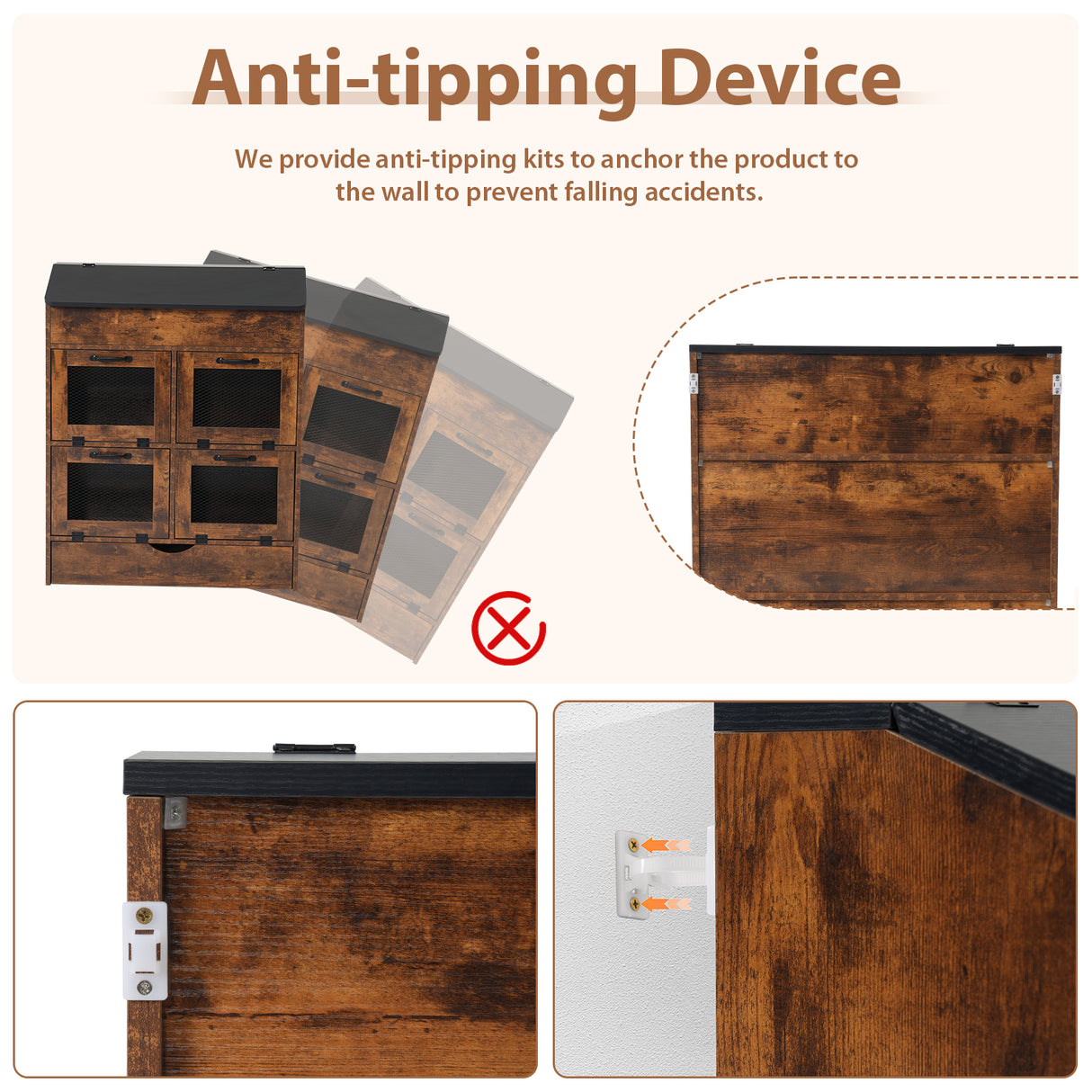 JOIVI Large Potato Storage Wood Bin, Wooden Bread Storage Bins with Removable Drawer & 4 Doors, 31'' Onion Organizer with Grocery Section, Vegetable Organization Cabinet for Kitchen