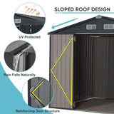 JOIVI 8 x6 FT Outdoor Storage Shed with Window, Galvanized Metal Steel Weather Resistant Garden Shed