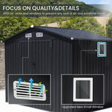 JOIVI 8 x6 FT Outdoor Storage Shed with Window, Galvanized Metal Steel Weather Resistant Garden Shed