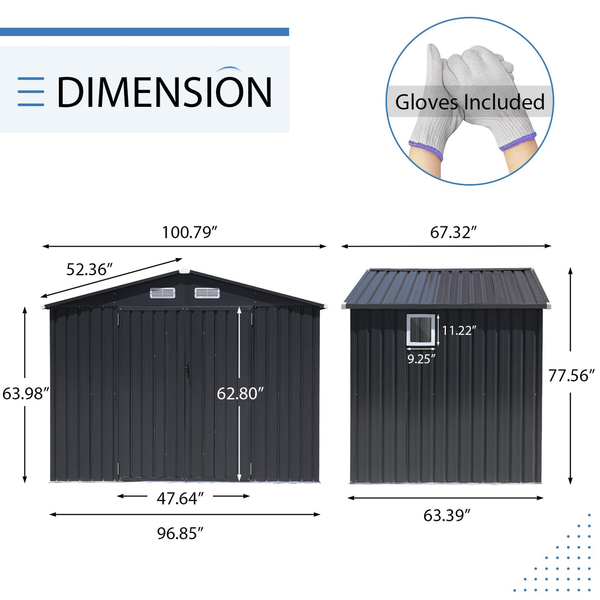 JOIVI 8 x6 FT Outdoor Storage Shed with Window, Galvanized Metal Steel Weather Resistant Garden Shed
