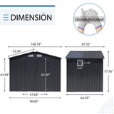JOIVI 8 x6 FT Outdoor Storage Shed with Window, Galvanized Metal Steel Weather Resistant Garden Shed