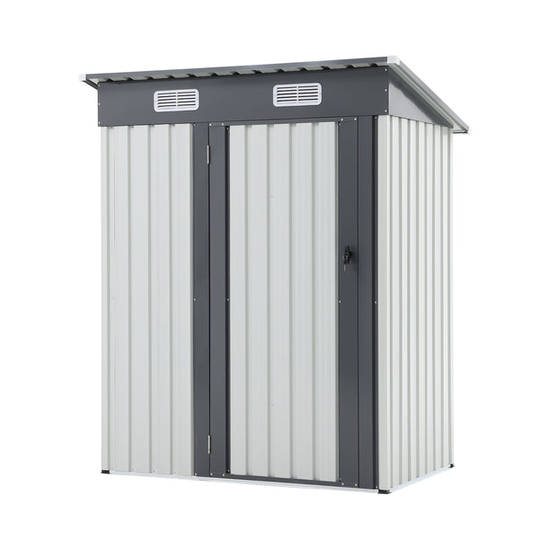 JOIVI 3' x 5' Outdoor Storage Shed, Galvanized Steel Metal Garden Shed with Lockable Door for Bike, Garbage Can, Patio Storage House for Backyard, Patio Lawn, White