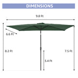 6.6 x 9.8ft Rectangular Patio Umbrella, Outdoor Table Market Umbrella with Push Button And Tilt/Crank, Dark Red/ Dark Blue / Beige / Turquoise