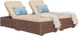  Adjustable Wicker Chaise Lounge beige